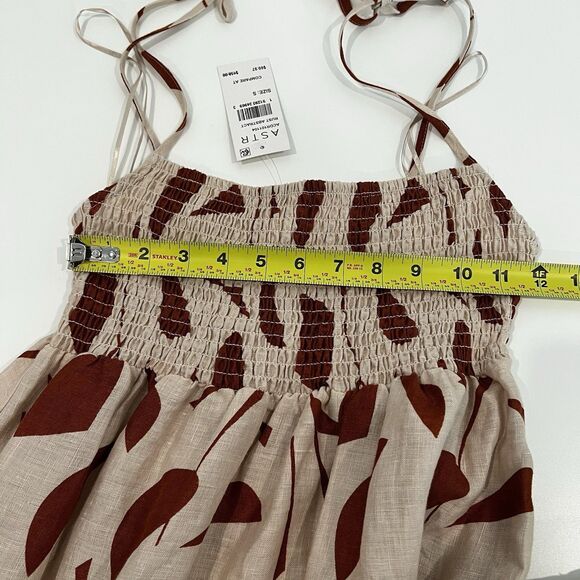 Astr The Label Marlene Printed Midi Dress Sz S Linen Blend Summer Beach Casual - Picture 9 of 10